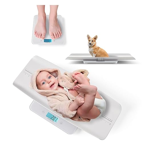 Baby Scale MAX 400lbs,Multifunctional Baby Weight Scale for Toddler, Children, Pet, Adult, Dogs Cats Weight Scale with Auto-Off,26.5-inch Height Measurement,3 Units,LED Screen