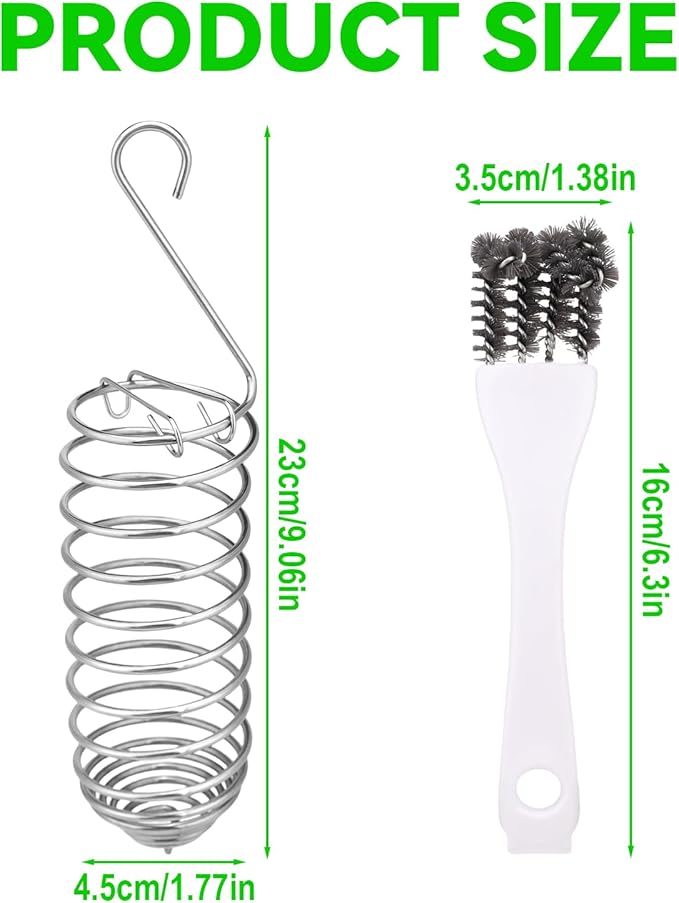2pcs Millet Spray Holder for Parrots with Cleaning Brush, Stainless Steel Millet Holder Bird Food Feeder Basket for Pet Parakeet Cockatiel Conure Foraging Chew Accessories Supplies