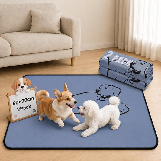 2 Pack Washable Pee Pads for Dogs 24"x36", Reusable Training Puppypads Absorbency Non-Slip & Leak-Proof for Pet Whelping Box Playpen Crate Sofa Bed Floors (Gray)