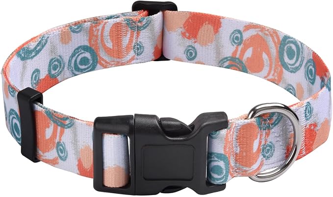 MarukoPet Dog Collar, Adjustable for Small Medium Large Dogs Puppy, Cute Design with Bohemia Floral Tribal Geometric Patterns Boys Girls Dog Collar(Orange Watercolor-S)