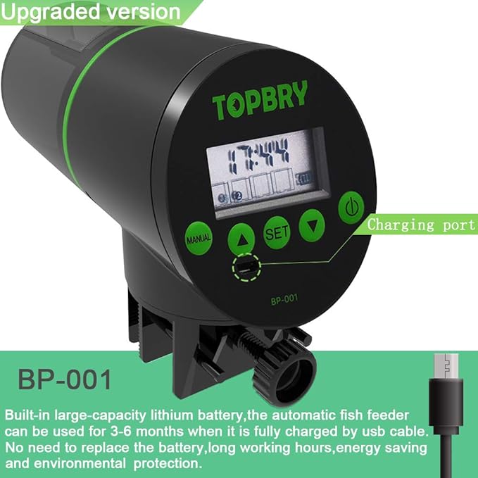 Automatic Fish Feeders - Digital Auto Aquarium Feeder with USB Rechargeable Timer and Fish Food Dispenser