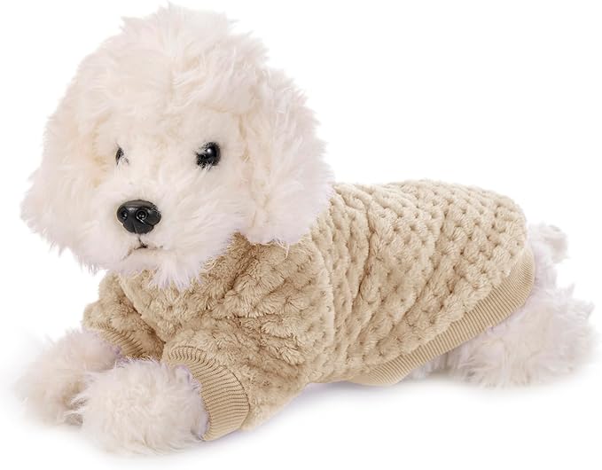 POMIU Dog Sweater, Dog Sweaters for Small Medium Dogs or Cat, Warm Soft Flannel Pet Clothes for Dogs Girl or Boy, Dog Shirt Coat Jacket (Ice Blue+Light Coffee+Teal, XX-Large)