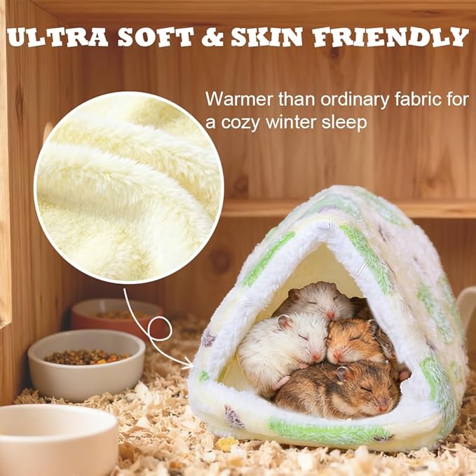 Meow&Woof 2 Pack Cozy Small Animal Beds with Hock, Winter Guinea Pig House, Hamster Sand Bath Container, Large Sandbox Toilet Gerbil Batheoom, Tiny Chinchilla Dust Bathtub Sand Bath Box for Hamster Ca