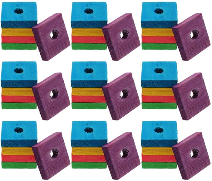 SUPVOX Parrot Toys 50 Pcs Natural Wooden Blocks for Chewing and Foraging Interactive Bird Toy Stress Relief 1.18X1.18X0.19 Inch