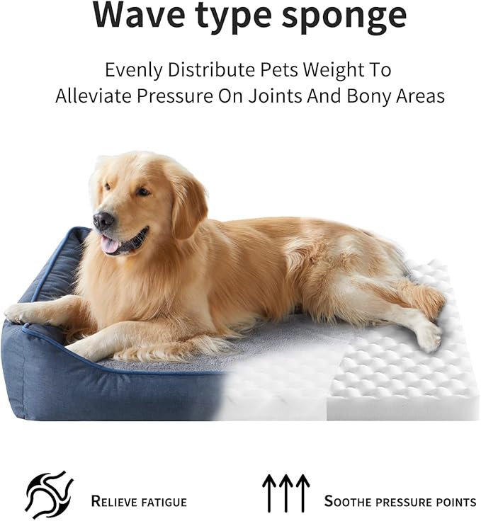 Tidore Orthopedic Dog Beds for Small Dogs, Durable Egg Crate Foam Sofa Dog Bed with Washable Removable Cover, Waterproof Lining, Pet Bed for Medium Dogs, Navy