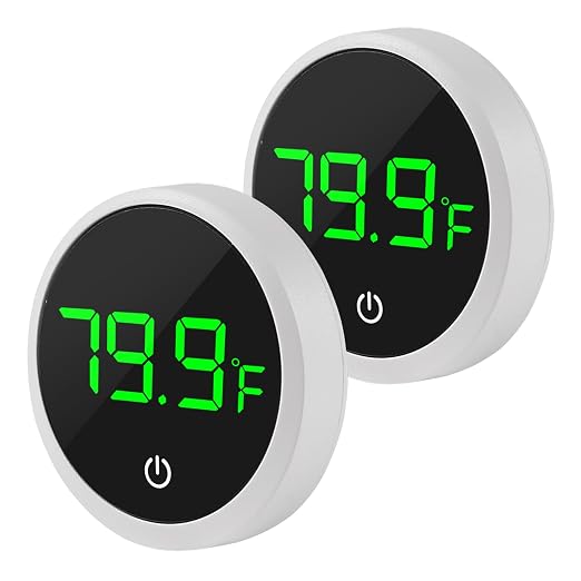 DORHEA 2Pcs Digital Aquarium Thermometer Fish Tank Digital LED Display Thermometer Fahrenheit Aquarium Temperature Sensor with LED Touch Screen for Aquarium Glass Containers Plant Reptile Turtle Tank