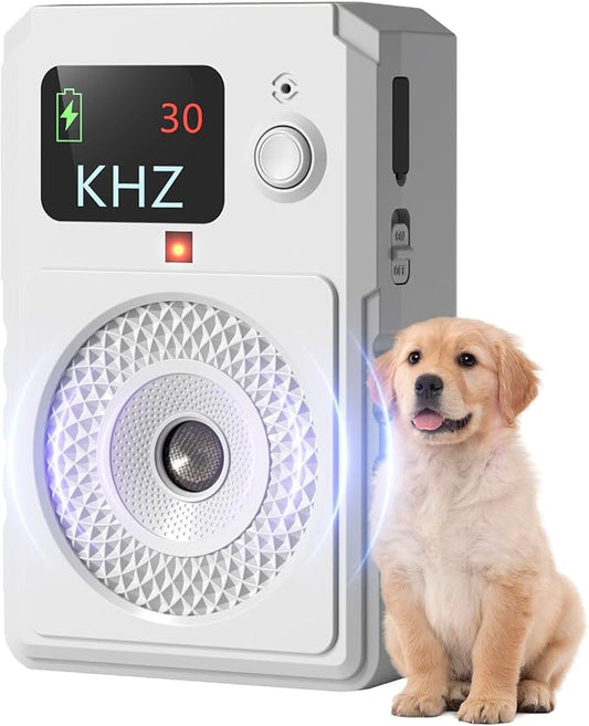 Anti Barking Devices, Ultrasonic Dog Bark Deterrent Devices, Dog Barking Control Device, Rechargeable Dog Silencer, Bark Box, Dog Barking Stopper for Dogs Training Indoor & Outdoor (White)