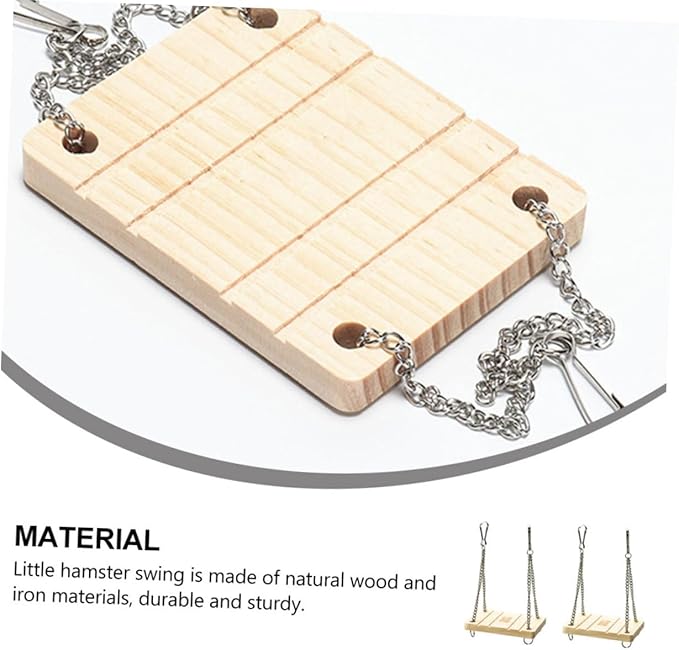 ORFOFE 2pcs Natural Swing Ladder for Hamsters Wooden Teeth Chain Toy Exercise Swing for Parrots Birds Chickens Pet Toy