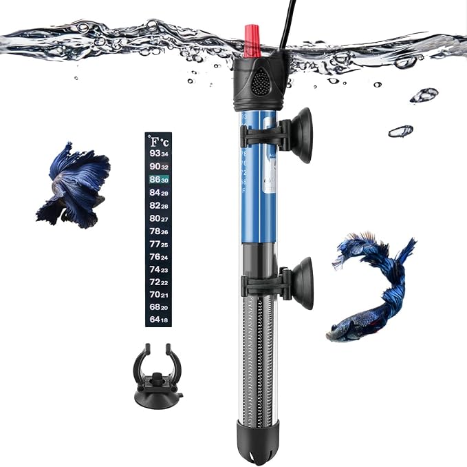 50W 100W 300W Submersible Aquarium Heater, Adjustable Glass Water Heater for 5 – 70 Gallon Fish and Turtle Tank (100W)