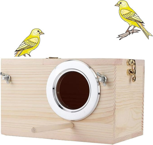 Parakeet Nesting Box, Bird Nest Breeding Box with Perch Wood Bird Cage Bird Nest Bird House for Cage Parrots Mating Box Wood Breeding Box for Cockatiel Parrots and Other Small Birds, 12x12x19.5cm