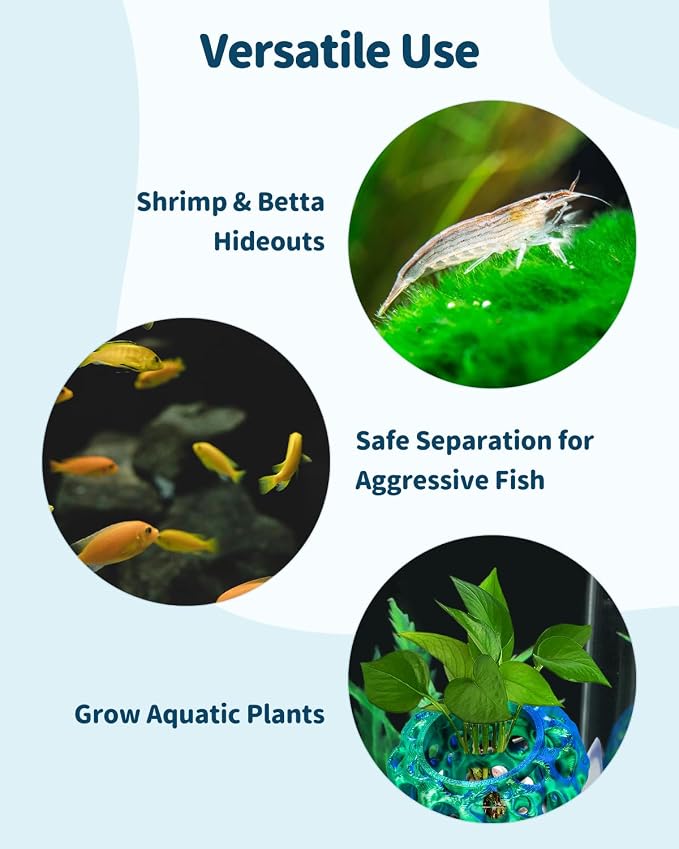 Uniclife Shrimp Cave, Shrimp Hides for Aquarium, Realistic Plastic Aquarium Coral Rock Decorations with Suction Cup, Betta Hideout Tank Accessories for Fish Tank Decor, Blue-to-Green Gradient