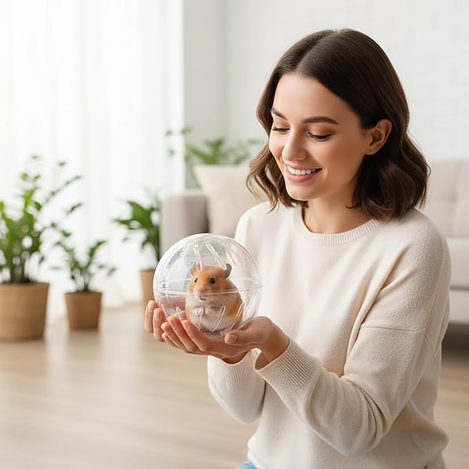 1Pc White-Transparent Plastic Silent Hamster Ball, Exercise Ball for Small Animals, Spinner Hamster Running for Sugar Gliders Small Mice Gerbils Hamsters (Dia. 5.71 inche)
