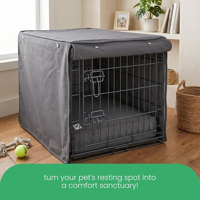Molly Mutt I'm a Realist Dog Crate Cover, 100% Cotton Canvas Cover with 2 Roll-Up Panels, Ideal for Dog or Cat Crate, Durable, Washable, and Free of Harmful Chemicals, 48" x 30" x 33"