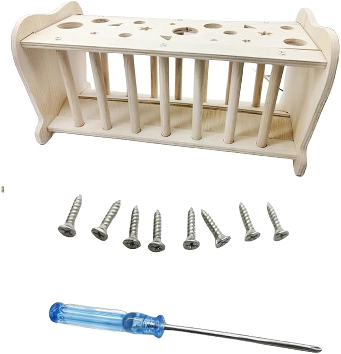 Hamiledyi Rabbit Wooden Hay Feeder Natural Wooden Guinea Pigs Hay Rack Large Capacity Rabbits Hay Holder Food Dispenser for Bunny Chinchilla