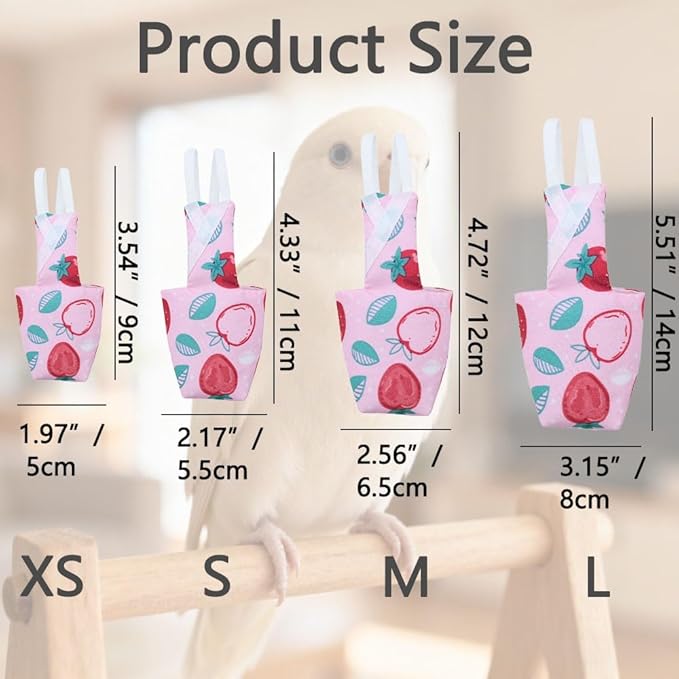 4pcs Bird Diaper Parrot Flight Suit with Waterproof Inner Layer Pigeon Pants Parrot Nappy Reusable Cockatiel Clothes Adjustable for Parakeet Mini Macaw Budgie Canary - color2 L
