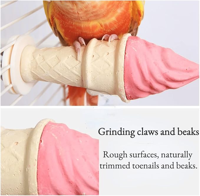 Bird Toy - Parrot Chewing Toys, Squirrel Hamster Teeth Grinding Stone Stand Platform (Large)