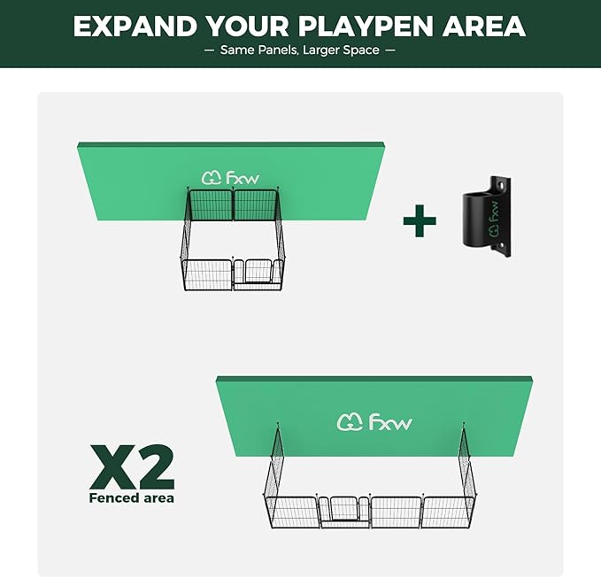 FXW Rollick Dog Playpen with Anchor Kit (Pack of 4) – 32 Inch 8-Panel Dog Pen for Medium & Large Dogs, Stable & Safe Indoor/Outdoor Play│Patented