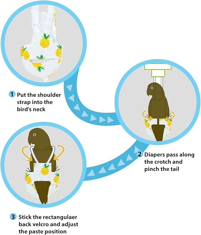 6-Piece Bird Diaper Set for Parrots, Reusable Protective Flight Suits with Waterproof Inner Layer, Washable Urine Wet Suit for Cockatiel, Parakeet, Budgie, and Small Birds (M)