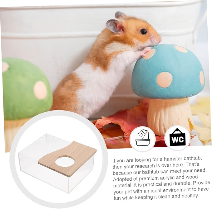 DECHOUS Hamster Cage Accessory Dust Bath Chinchilla Acrylic Bathing Tray Pet Toilet