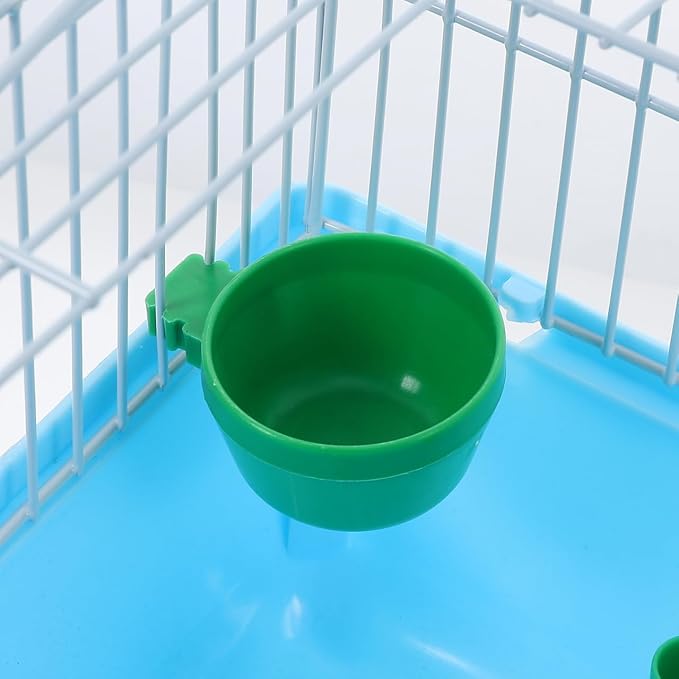 Toddmomy Portable Bird Cage with Perch Food Box Water Dispenser Spacious Travel Carrier for Parrots Lovebirds Small Birds 9.29X6.57X6.29 Inches