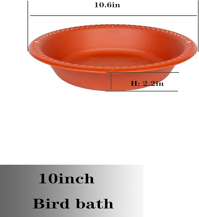 OVZILKI Bird Baths for Outdoors Heavy Duty, 10 inch BirdBath Bowl Only with Rust-Proof Black Chains, Hanging Bird Bath Hanging Bird-Feeder for Garden Backyard Decor (Terracotta 1 Pack)