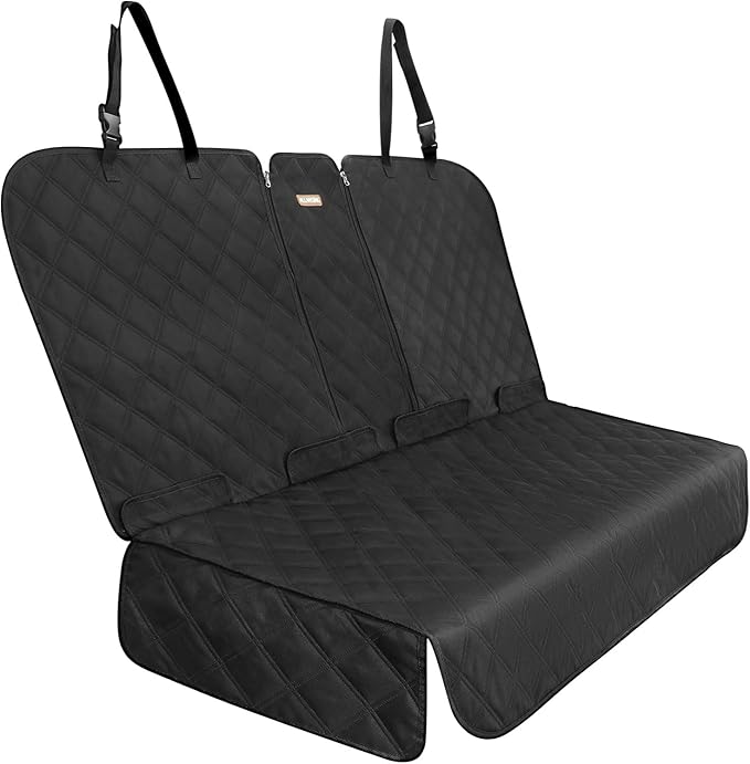 ALLANSING XL Back Seat Cover for Full-Size Trucks/SUVs Rear Split Bench, Heavy Duty 900D Waterproof Non-Slip Car Seat Protector for Messy Kids & Drooling Dogs, Easy Clean (Black)