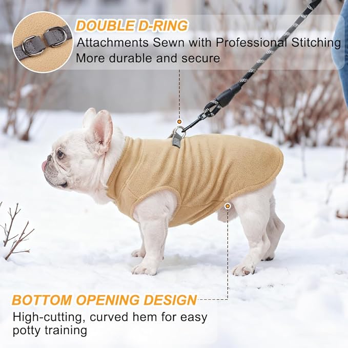 BEAUTYZOO XS Dog Sweaters, Soft Fleece Vest Pullover Dog Jacket with D-Ring Leash Attachment, Warm Winter Dog Clothes Cold Weather Doggy Chihuahua Sweater for Small Dogs Cats Boy or Girl,Black XS