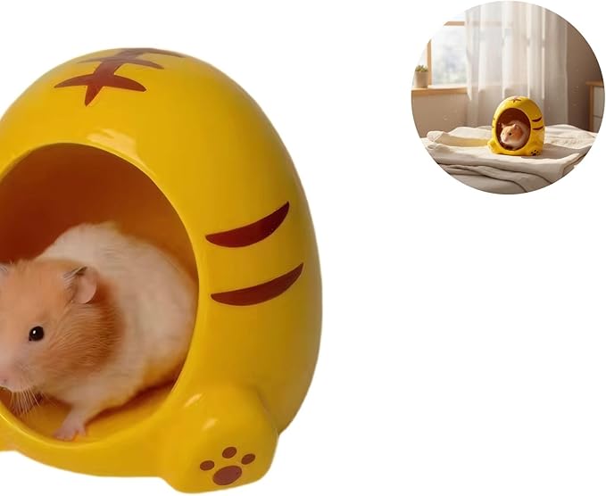 Ceramic Pet Nest for Small Animals - Hamster Ceramic House with Smooth Interior, Enclosed Hideout for Comfortable Shelter and Ventilation