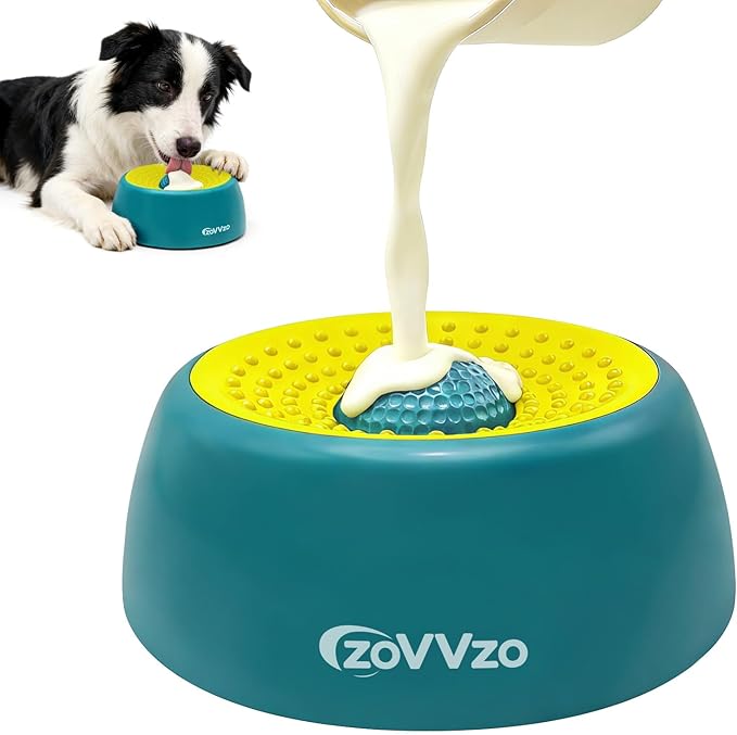Rolling Ball Dog Lick Bowl, Slow Feeder Dog Bowls, Non-Slip Design, Interactive Dog Licking Toy & Dog Enrichment Toys, Dog Lick Ball Bowl for Wet Food, Yogurt, Bone Broth, Nutrient Solution (Green)