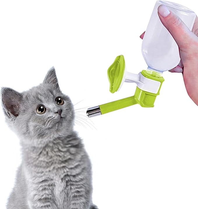 SunGrow 10 oz Guinea Pig & Hamster Pet Crate Water Bottle Dispenser, No Drip Dog Puppy & Cats Cage Kennel Wall Mount Water Dispenser/Feeder Bottle, Suitable for Kitten, Ferrets & Other Small Animals