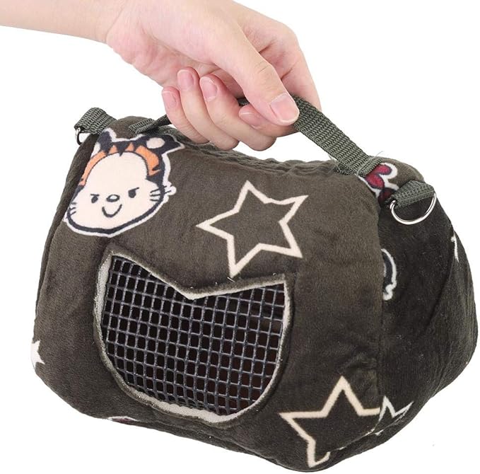 Hamster Carrier Bag, Small Animal Travel Carrier with Breathable Mesh, Portable Outdoor Pouch for Guinea Pig, Hedgehog, Sugar Glider, Squirrel