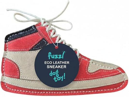 Fuzzl Eco Leather Sneaker Toy Natural and Tough Dog Toys - Long Lasting Chew Toys for Aggressive Chewers - Strong Dog Toy for Dogs and Puppy