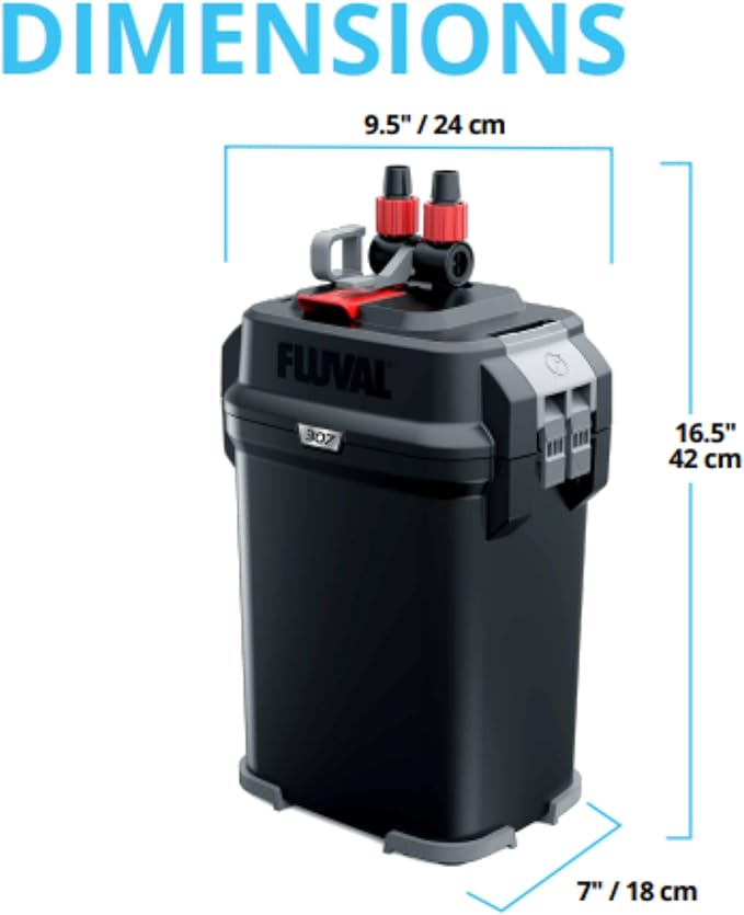 Fluval 307 Perfomance Canister Filter - for Aquariums Up to 70 Gallons - Aquarium Canister Filter