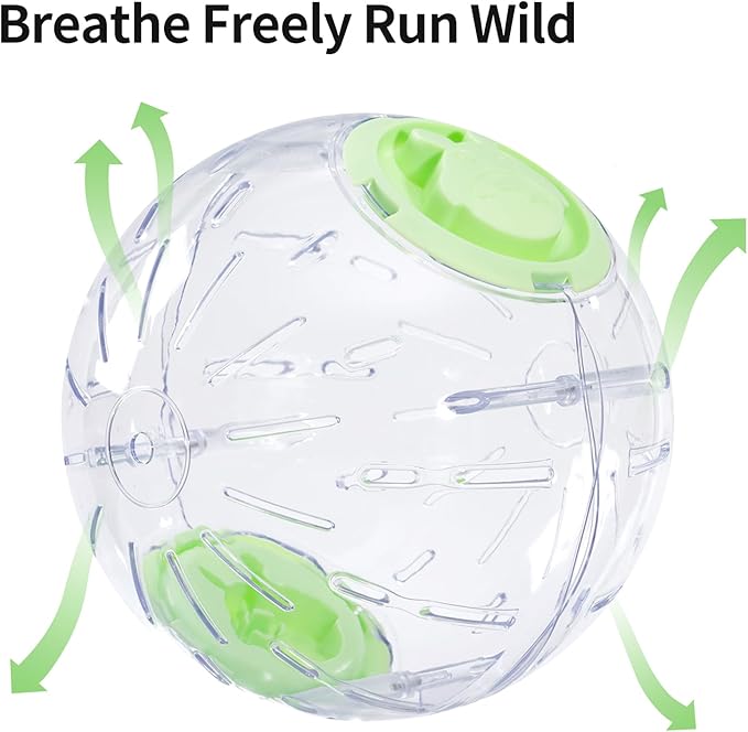 7.9 Inch Hamster Ball, Running Ball Toy, Transparent, Breathable, Promote Exercise Health, Reduce Stress, Easy to Clean, Hamster Accessory, for Syrian Dwarf Hamster, Gerbils, Mice, Small Pets, Green