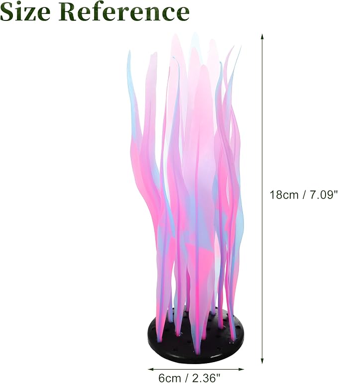 Aquarium Glowing Kelp Plant, Soft Silicone Glowing Decorations Pink 2pcs