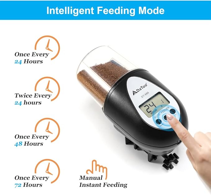 DaToo Aquarium Automatic Fish Feeder for Small Tank Auto Fish Food Dispenser Timer Vacation Betta Feeder with Moisture-Proof Air Hole and LCD Display