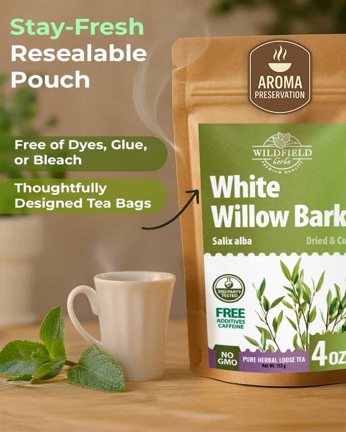 4 oz. White Willow Bark Tea Herbal (Salix Alba) - 113g White Willow Bark Herb Tea Corteza De Sauce