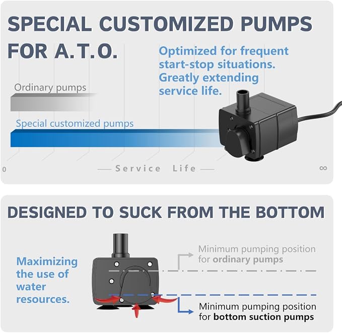 Saltwater Auto Top Off - Reliable, Compact, No External Box | mini top off, one piece probe, sealed, no flood, nano sump, rimless tank, easy setup, silent, reef safe, AI smart