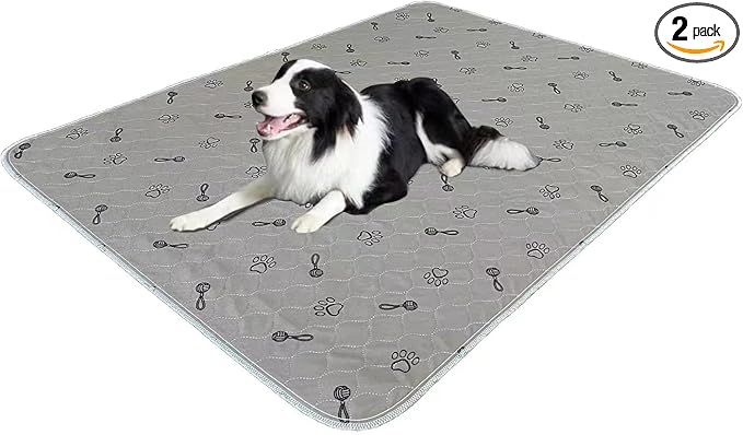 Peepeego 2Pack Pee Pads for Dogs Washable+Free Dog Comb, Waterproof Rugs 36”x48, Absorbent Dog Pads Reusable, Non Slip