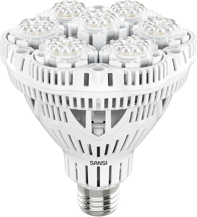 SANSI Grow Lights for Indoor Plants, 36W Plant Lights for Indoor Growing | 400 Watt Equivalent BR30 Grow Light Bulb, PPF 65.6 umol/s, 4000K Full Spectrum, Optical Lens for High PPFD, ETL Listed