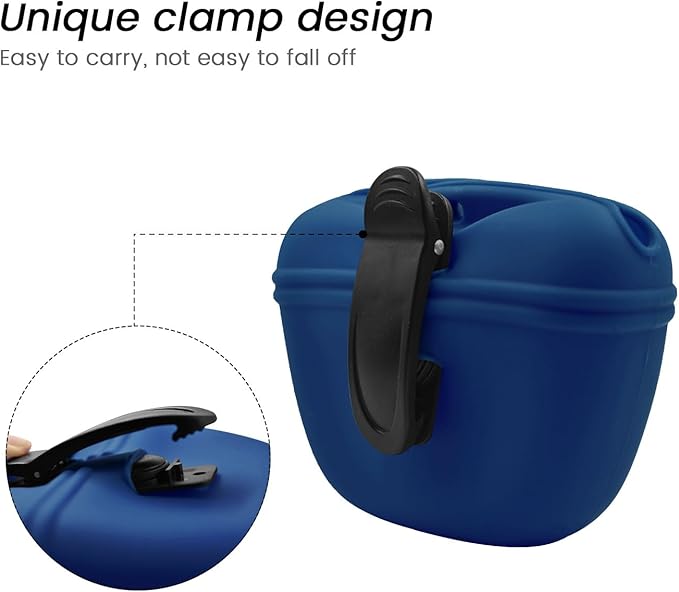 AUDWUD Silicone Dog Treat Pouch,with Dog Training Clicker,Clip on Portable Training Container,Convenient Magnetic Buckle Closing and Upgraded Waist Clip for Enhanced Stability