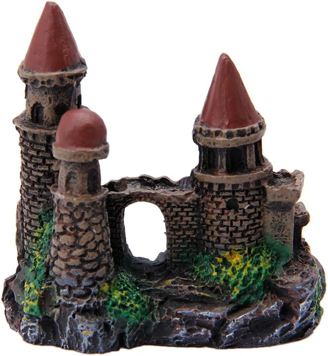 Aquarium Castle Decoration Small Resin Castles Hideouts Stone Cave Hide House Fish for Tank Accessories for Betta Shrimp Aquarium Soil