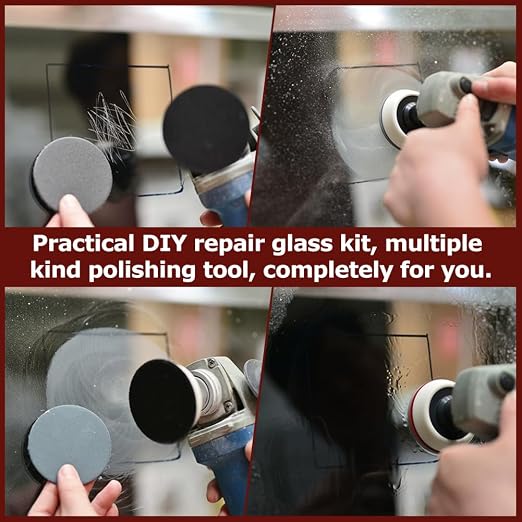 Glass Polishing Kit, Multifunctional Deep Scratch Remover Cerium Oxide | 34-Piece Multifunctional Cerium Oxide Polishing Powder, Glass Repair Kit for Windscreen, Windows, Tables, and Aquariums