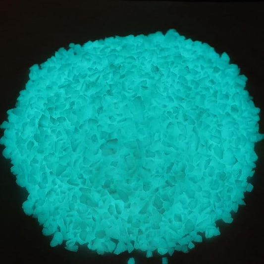 Glow in the Dark Gravel Stones,Aquarium Gravel,Aquarium Sand,Decorative Glow Gravel Rocks for Fairy Garden Fish Tank Succulents Pot Vase Filler Decor, 1 Pound (Blue Green, 3-5mm)