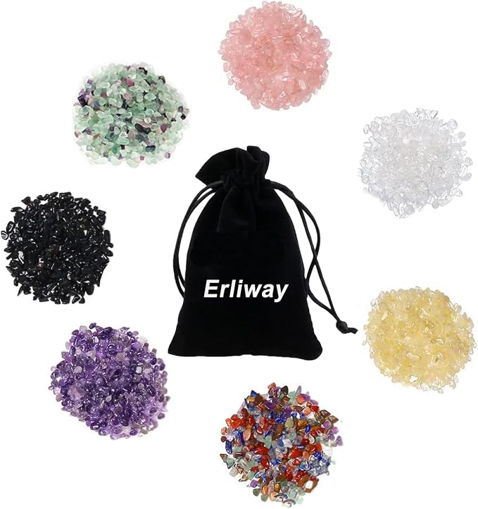 Erliway Natural Smoky Quartz Tumbled Chips Crushed Crystal Stone, 7-9mm | Polished Healing Crystal Chips Healing Reiki Crystal Jewelry Making Home Decoration, Aquarium, Vase Fillers, Plants Décor