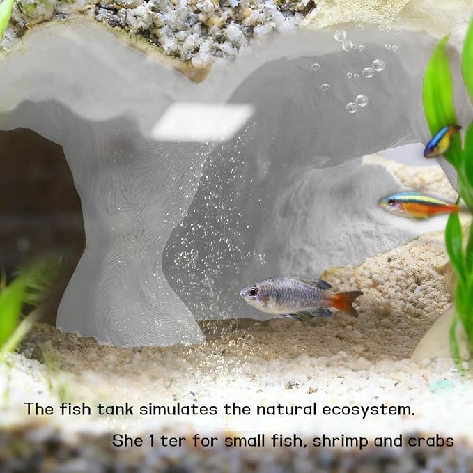 3D Printed Aquarium Cave Tunnel - Fish Tank Decoration Natural Fish Hideout for Pleco, Shrimp & Corydoras | Sinking Base & Viewing Ports | Substrate-Friendly Decor (6.7" Under Gravel Design)