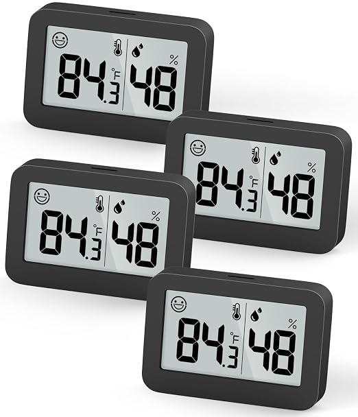 Mini Hygrometer Indoor Thermometer, Humidity Gauge with ℃/℉ Switch, Humidity Meter Digital Temperature Monitor for Greenhouse Babyroom Cellar Reptile Incubator Closet (4)
