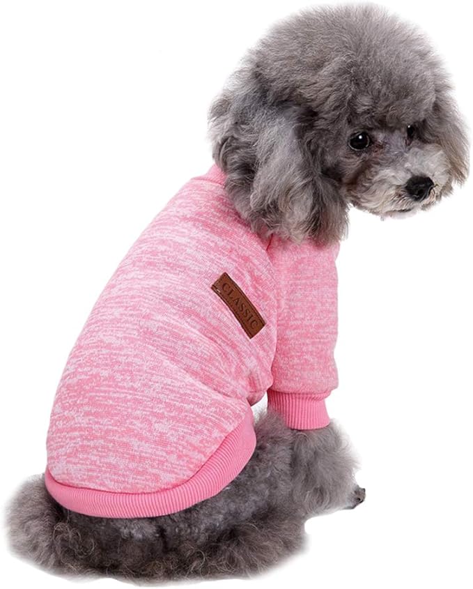 Jecikelon Dog Clothes Dogs Sweater Soft Puppies Clothing Winter Puppy Sweaters Warm Outfit for Dogs Small XXS XS Cat Apparel (X-Large, Pink)