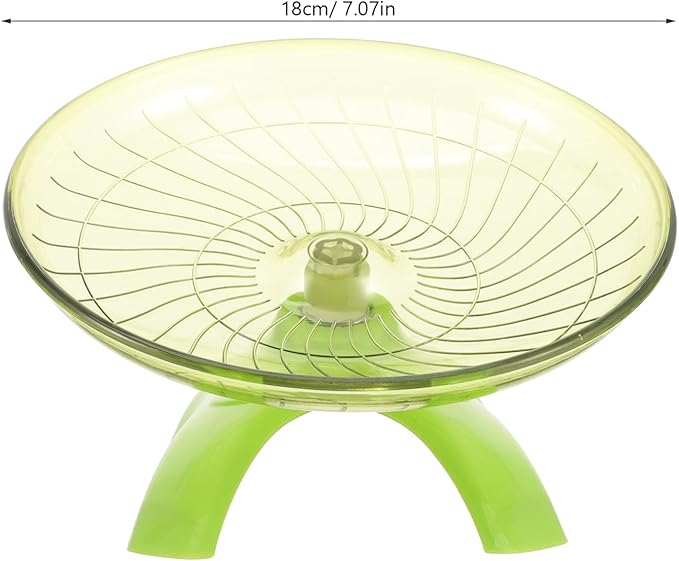 POPETPOP Silent Hamster Running Wheel 7.08-Inch Green Flying Saucer Exercise Wheel for Small Pets Including Hamsters Gerbils Hedgehogs Low Noise Plastic Toy
