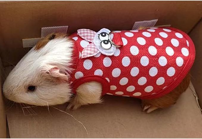 Christmas Small Animals Harness Santa Hamster Clothes Guinea Pig Harness and Leash Set Small Pet Clothes for Rats Kitty Mini Dog Hedgehog Squirrel and Small Breeds,S